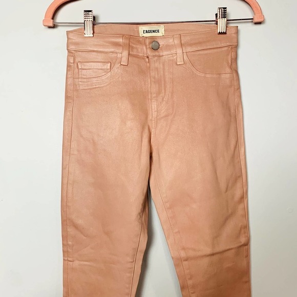 #15 L'Agence NWOT Dusty Coated Pink High Rise Margot Skinny Ankle Jeans Sz 24 - Picture 3 of 7